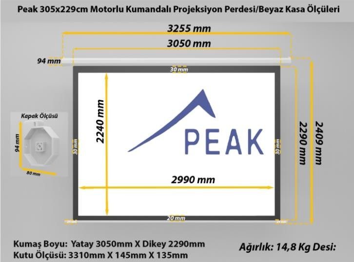 305x229cm Motorlu Projeksiyon Perdesi