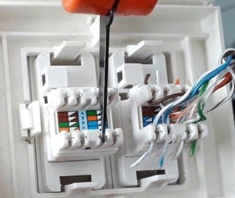 8P8C Cat6 180 Derece Keystone Jack Beyaz