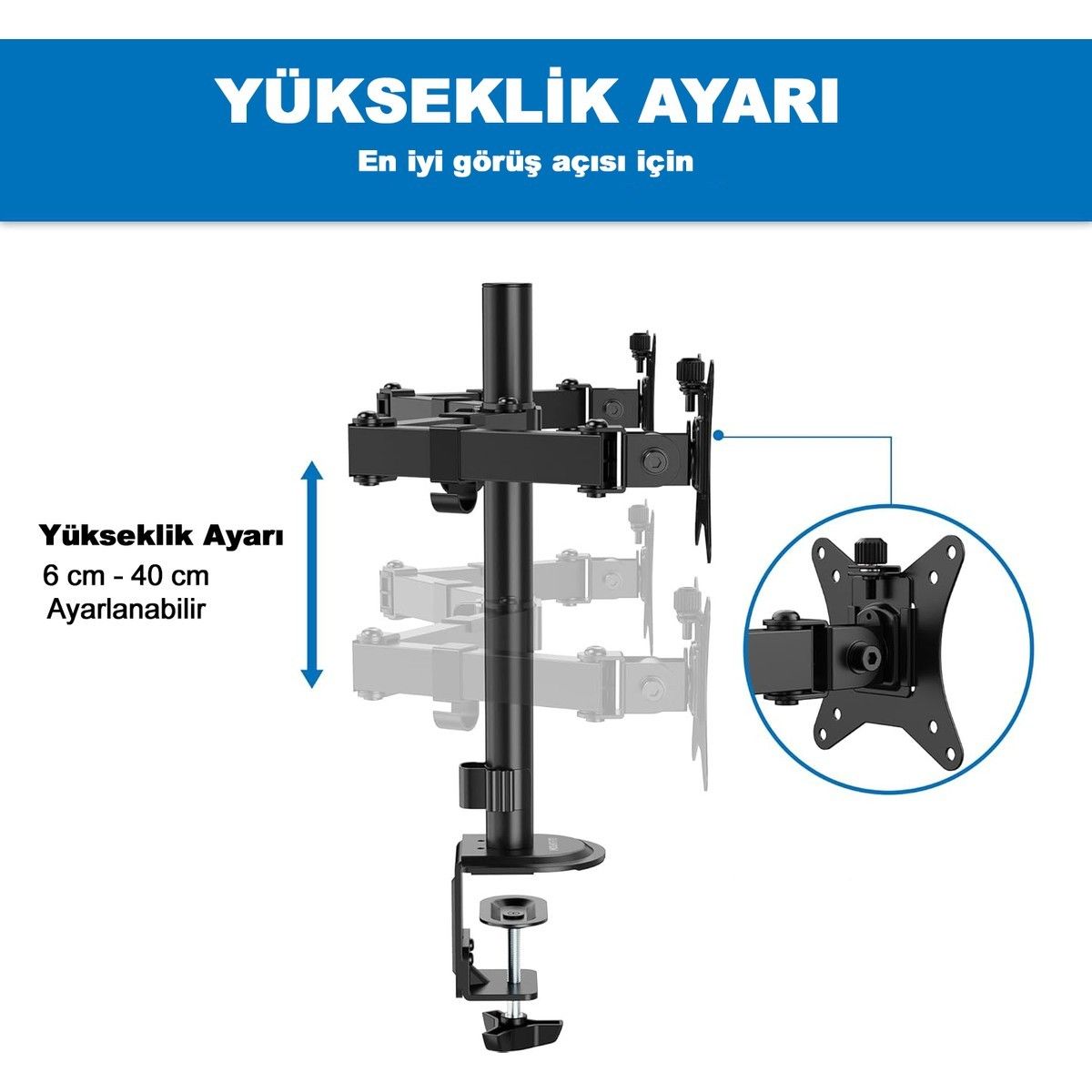 Alüminyum Monitör Standı İkili