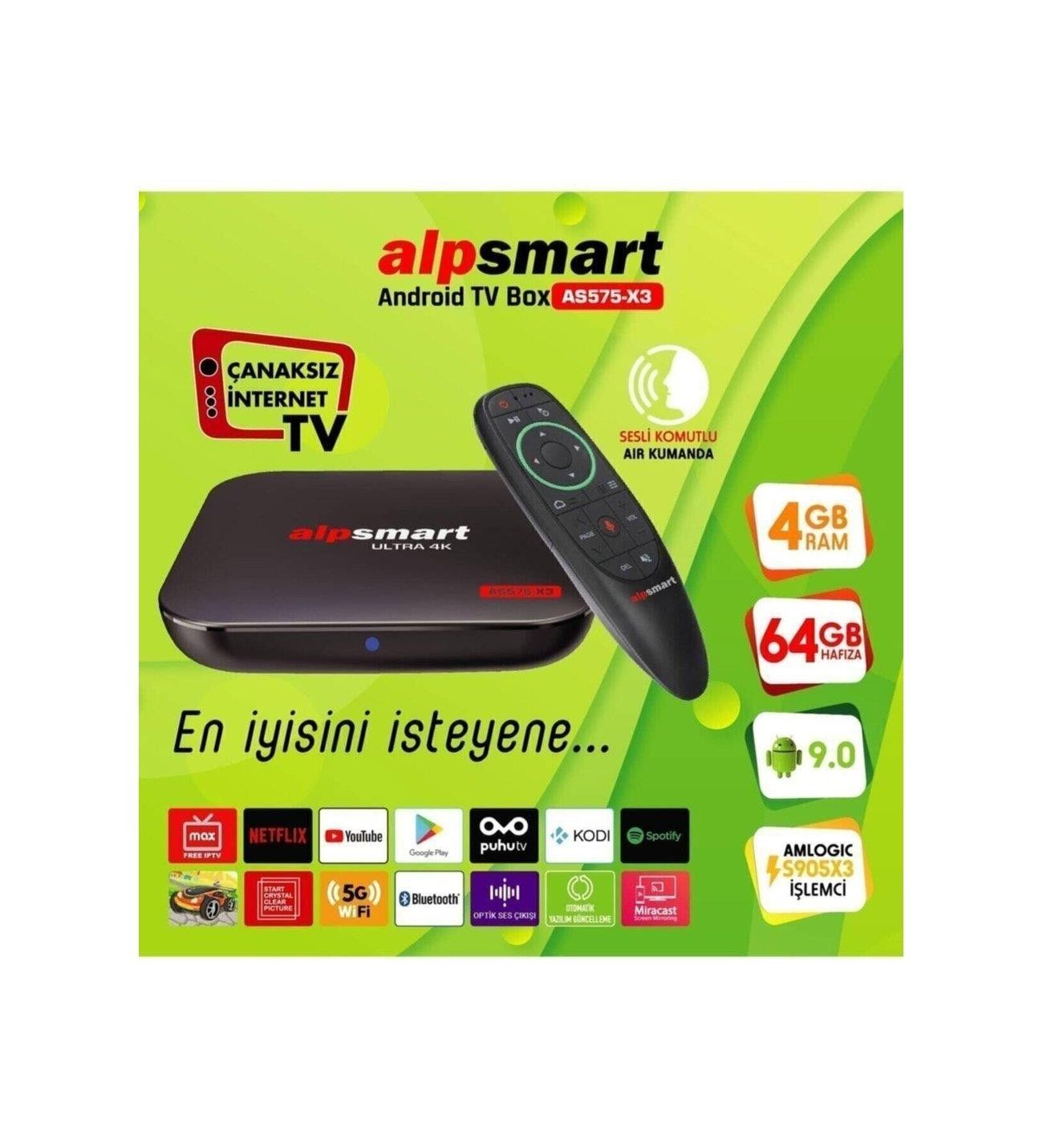 Alpsmart AS575-X3 4K 64Gb 4Gb Android 9.0 Tv Box