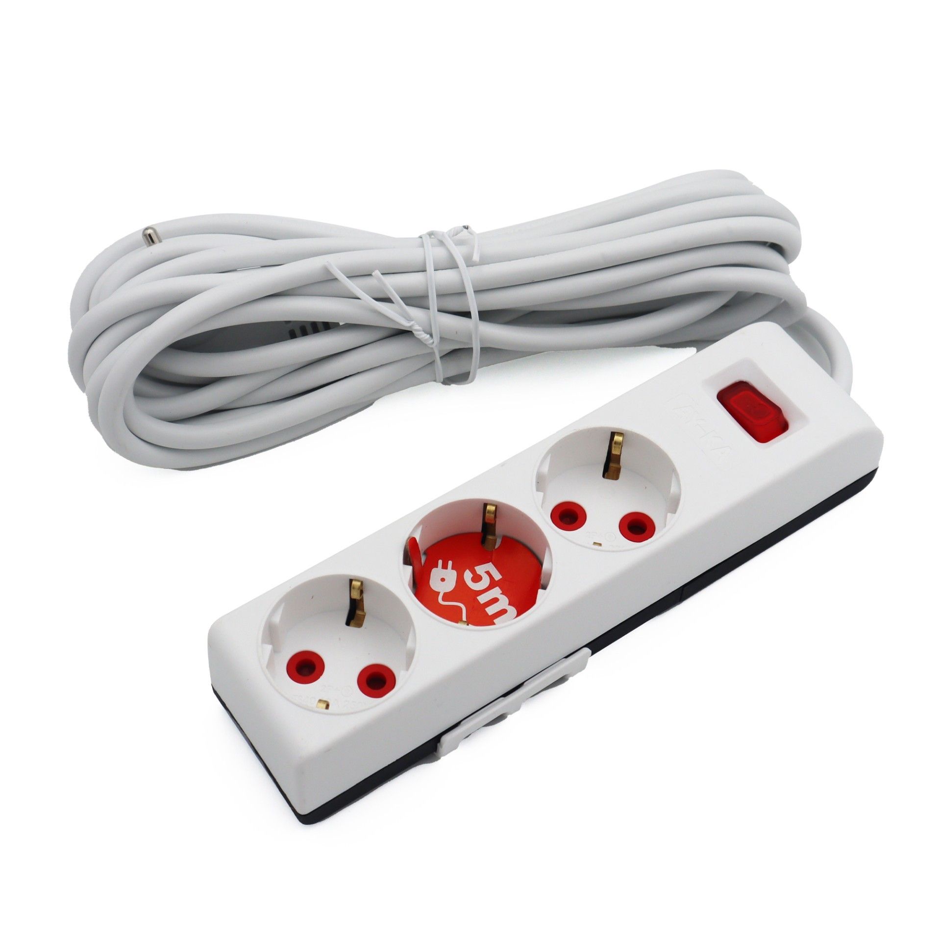 AY-KA Üçlü Topraklı Ç.K. Anahtarlı Grup Priz 5m.