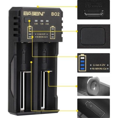 Basen BO-2 18650 3.7V Çiftli Pil Şarj Aleti
