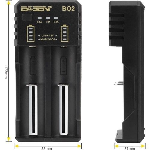Basen BO-2 18650 3.7V Çiftli Pil Şarj Aleti