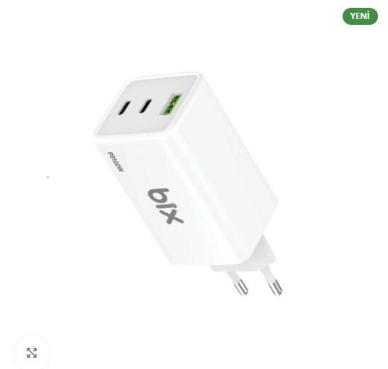 Bix BX3P101G 100W 3 Port Hızlı Şarj Adaptörü Beyaz
