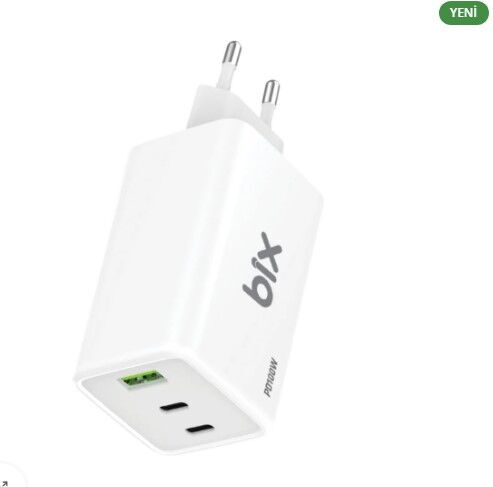 Bix BX3P101G 100W 3 Port Hızlı Şarj Adaptörü Beyaz