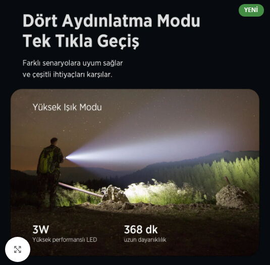 Bix BX6166FL 3W Şarjlı El Feneri