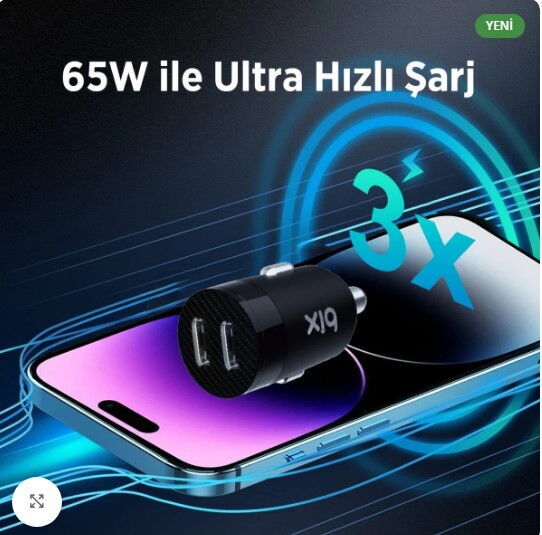 Bix BXAC65C 65W Type-C/Usb Araç Şarj Cihazı Siyah