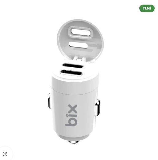 Bix BXCC65C 65W Çift Type-C Araç Şarj Cihazı Beyaz