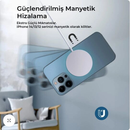 Bix BXMG15 15W Manyetik Kablosuz Şarj Cihazı Beyaz