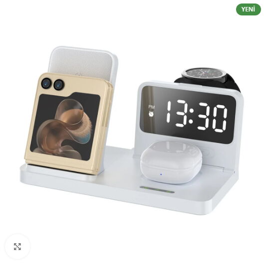 Bix BXMW4 Saatli 15W Kablosuz Şarj Standı Beyaz