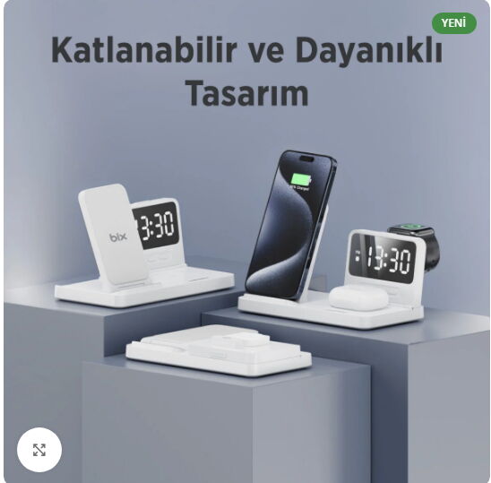 Bix BXMW4 Saatli 15W Kablosuz Şarj Standı Beyaz