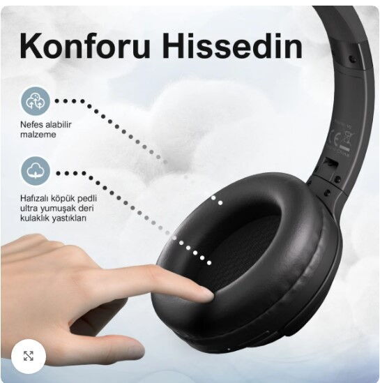 Bix H2 Kulak Üstü Bluetooth Kulaklık Siyah