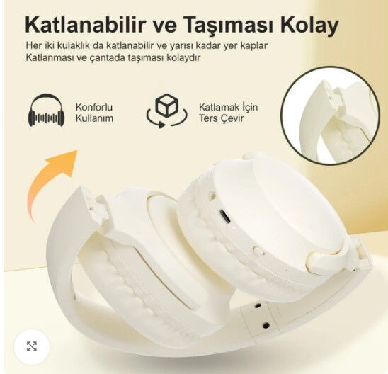 Bix H2 Kulak Üstü Bluetooth Kulaklık Beyaz