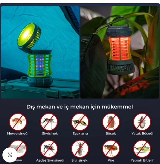 Bix KL02 Fanlı Sinek Kovuculu Kamp Feneri Yeşil