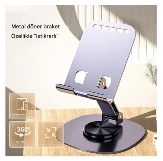 Bix TS01 Ayarlı Metal Masaüstü Tablet Tutucu Gri