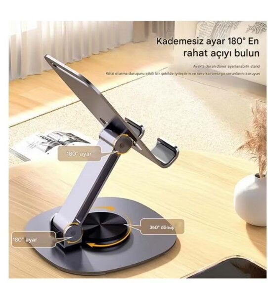 Bix TS01 Ayarlı Metal Masaüstü Tablet Tutucu Gri