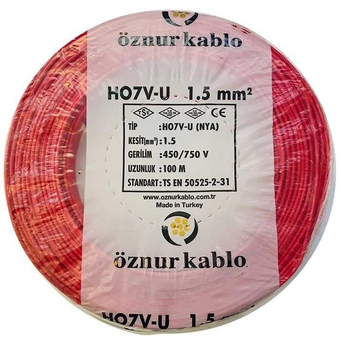 Öznur 1.5mm H07V-U NYA Kablo (Kırmızı)