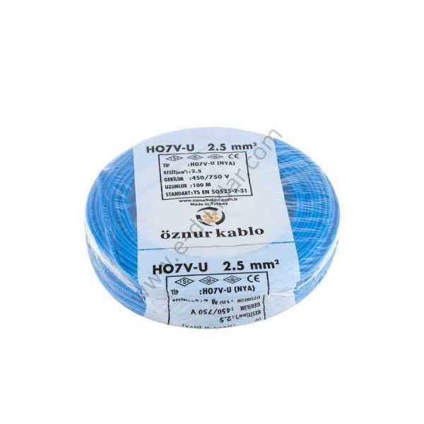 Öznur 2.5mm H07V-U NYA Kablo (Mavi)