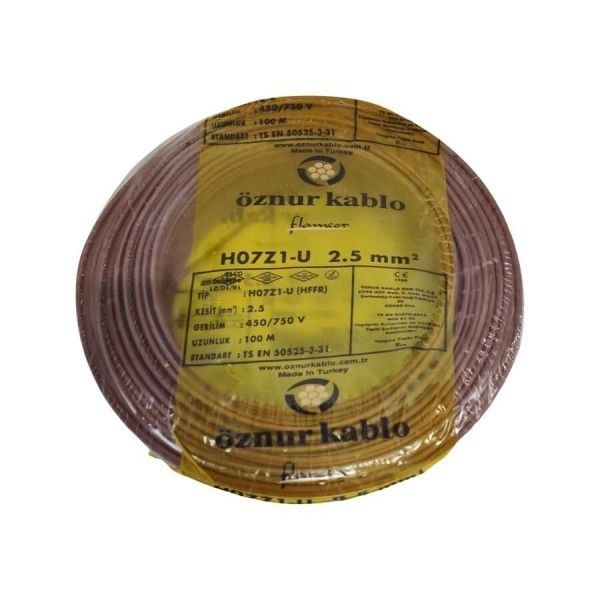 Öznur 2.5mm H07Z1-U NYA HFFR Kablo (Kahverengi)