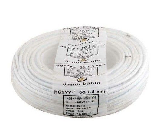 Öznur 3x1.5mm TTR Kablo Beyaz 1000 Metre Makara