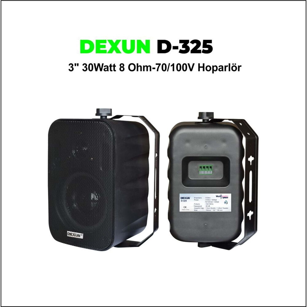 Dexun D-325 3" 30W Trafolu Siyah Duvar Hoparlörü