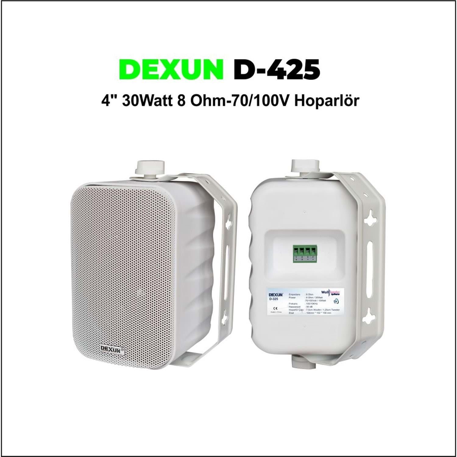 Dexun D-425 4" 30W Trafolu Beyaz Duvar Hoparlörü
