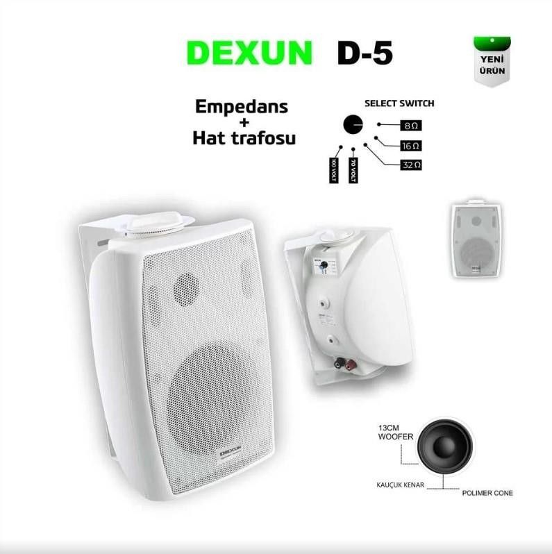 Dexun D5T 5" 200W Trafolu Sütun Hoparlör Beyaz