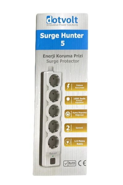 Dotvolt 5 li Akım Korumalı Priz Beyaz 1.5m