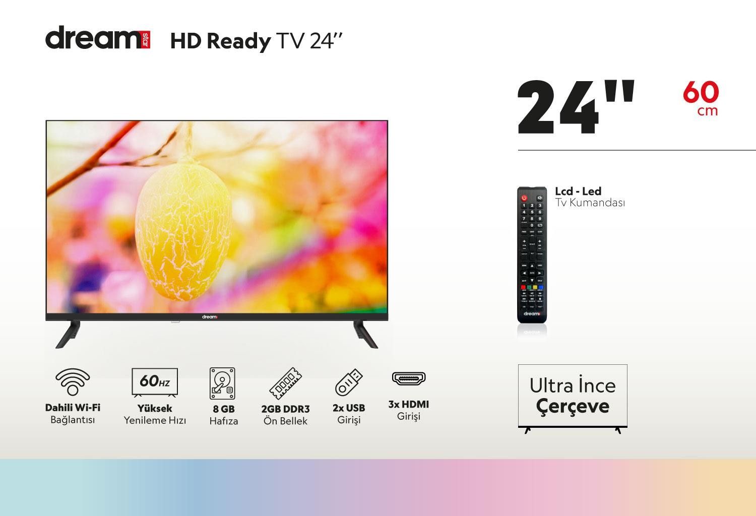 Dreamstar 24" 12V Bağlantılı HD Led Tv