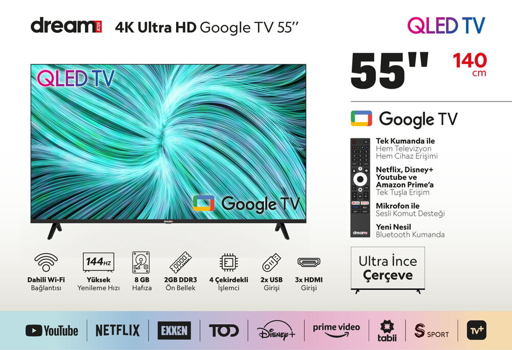 Dreamstar 55" 139cm 4K UHD Qled Google Tv