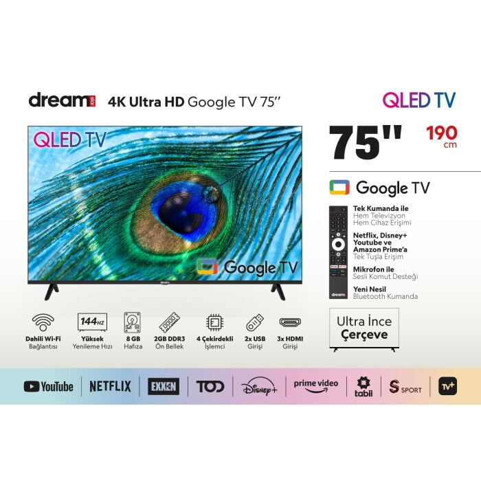 Dreamstar 75" 190cm 4K UHD Qled Google Tv