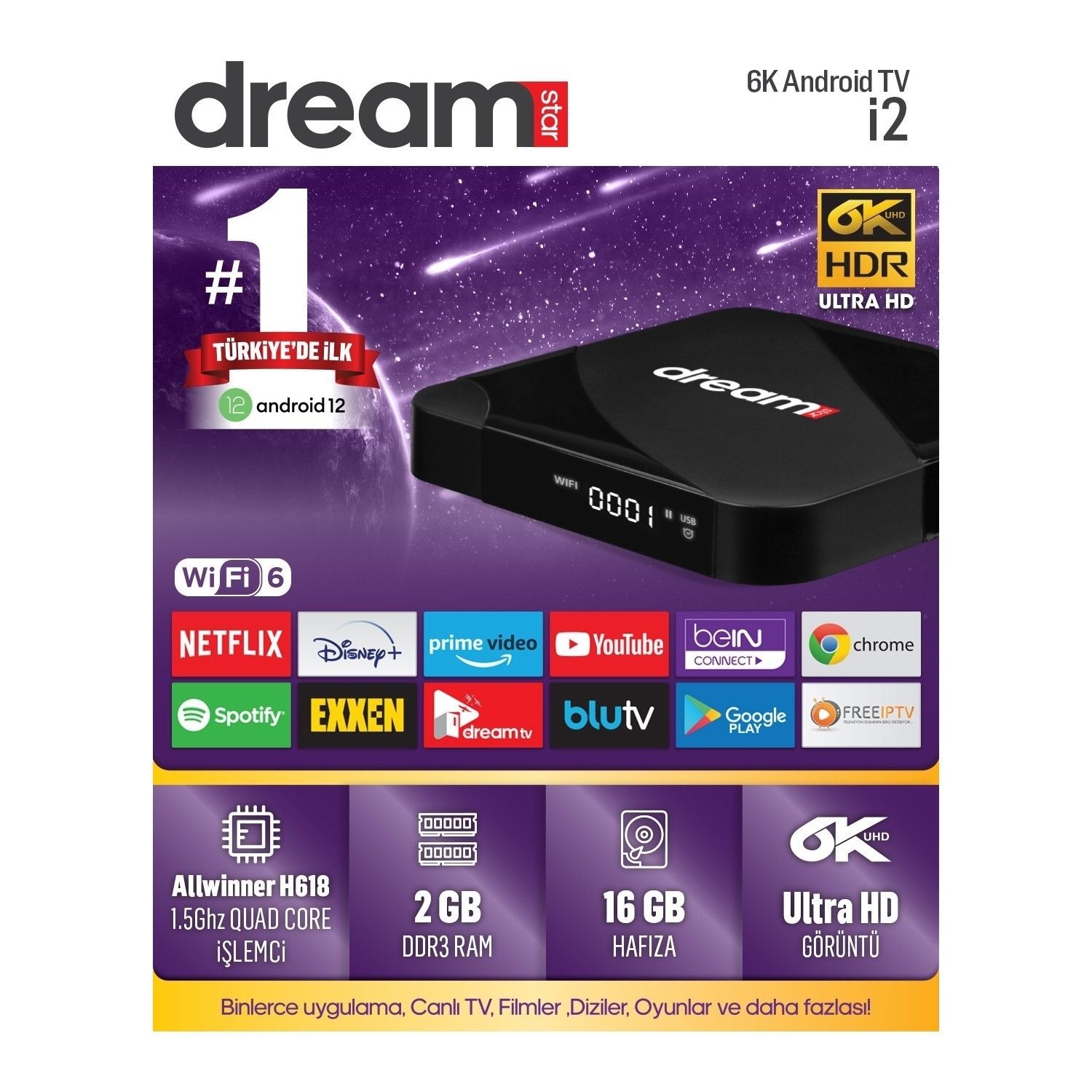 Dreamstar İ2 6K Android Tv Box