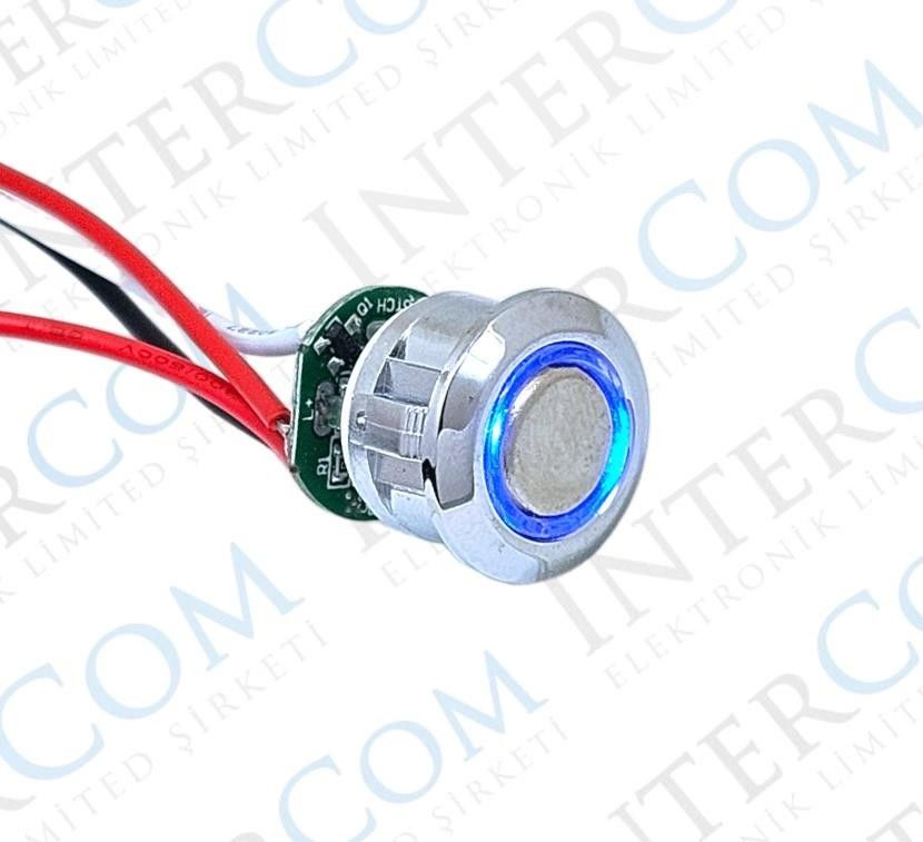 E Serisi 16mm Aç-Kapa Dokunmatik Switch Mavi Ledli