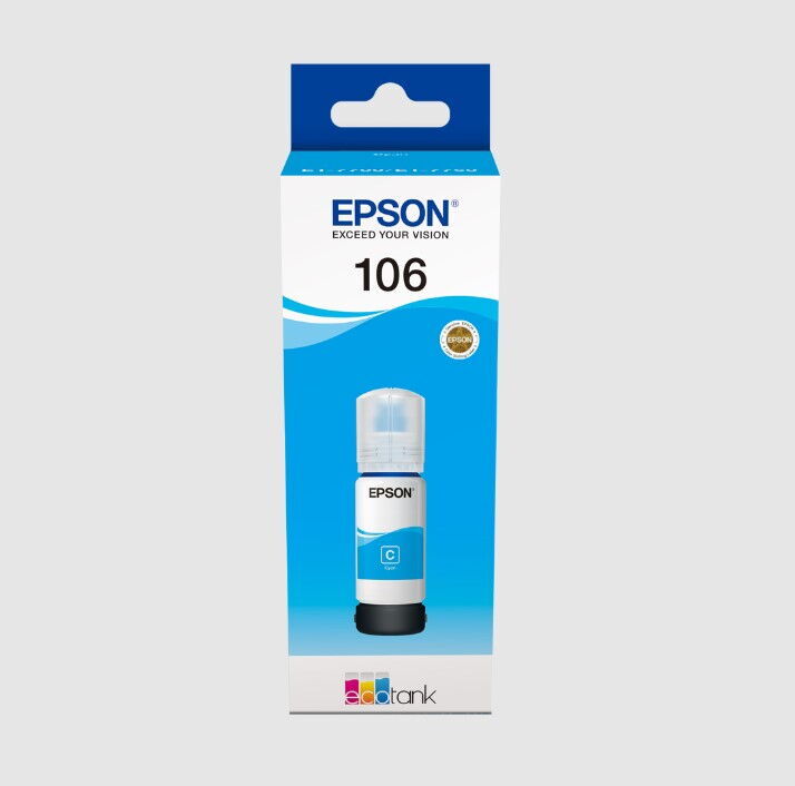 Epson 106 Ecotank 70ml. Mürekkep Cyan