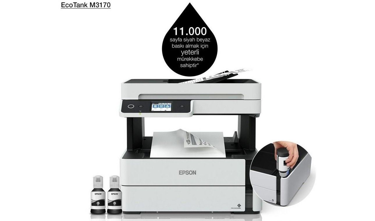Epson M3170 Tanklı WiFi A4 Çok Fonk. Mono Yazıcı