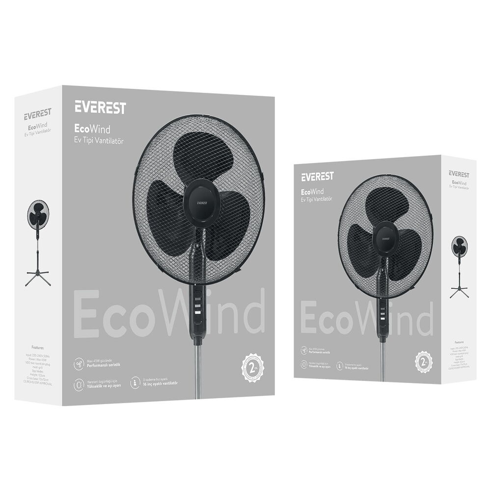 Everest FAN10 EcoWind 16" 40W Ayaklı Vant. Beyaz