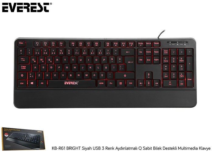 Everest KB-R61 Aydınlatmalı Q Multimedia Klavye