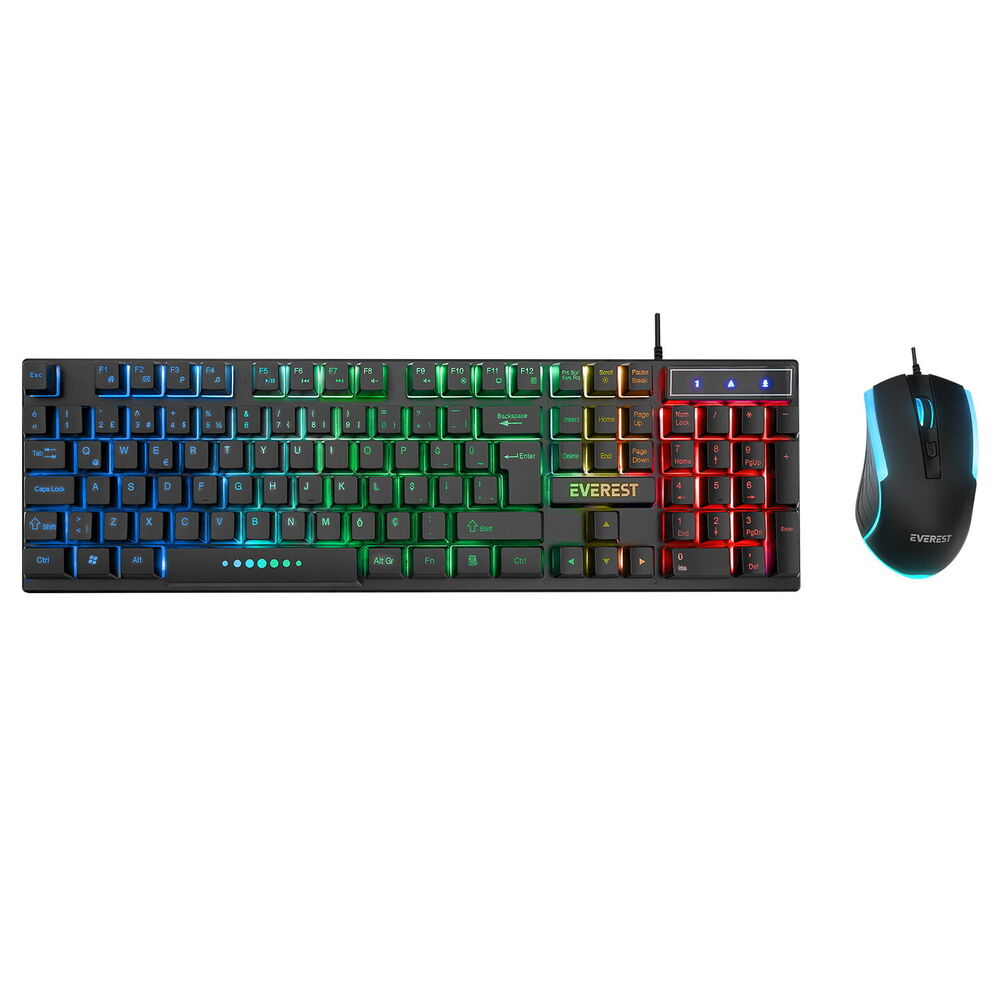 Everest KM-198 Luminax Rainbow Klavye Mouse Seti