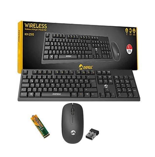 Everest KM-2510 Siyah Kablosuz Q Klavye Mouse Set