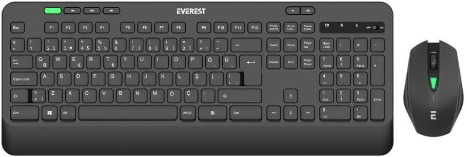 Everest KM-2620 Siyah Kablosuz Klavye Mouse Seti