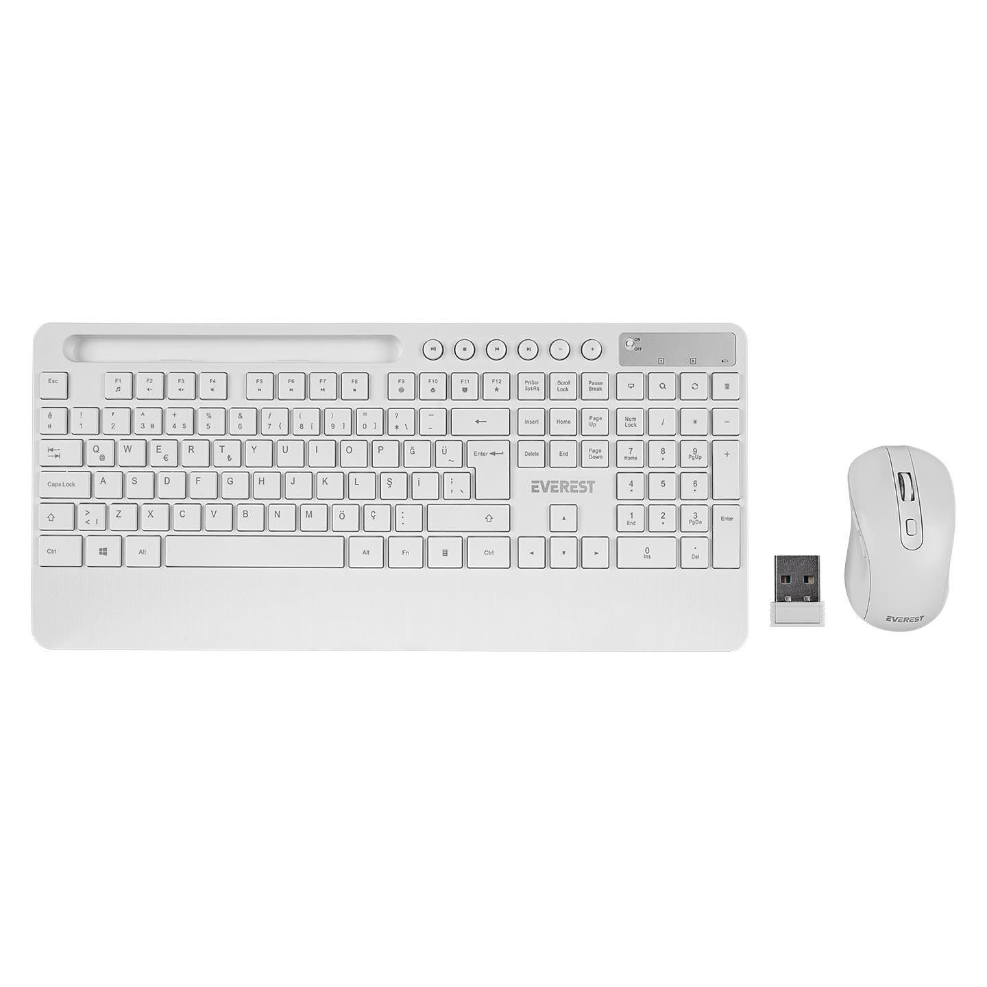 Everest KM-9676 Kablosuz Klavye+Mouse Set Beyaz