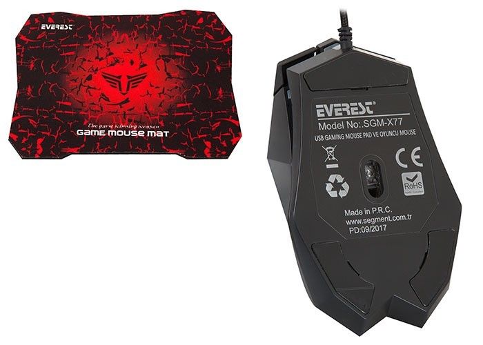 Everest SGM-X77 Siyah Usb Oyuncu Mouse+Pad