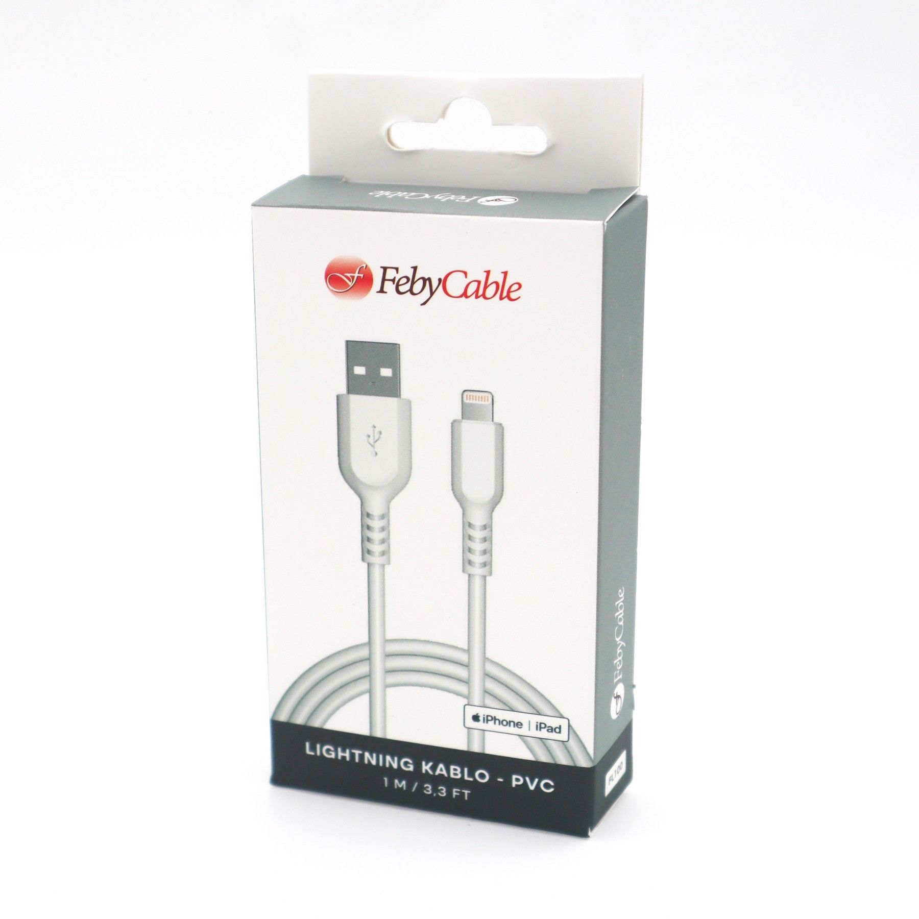 Feby FL100 2A Lightning Şarj Kablosu 1m Beyaz