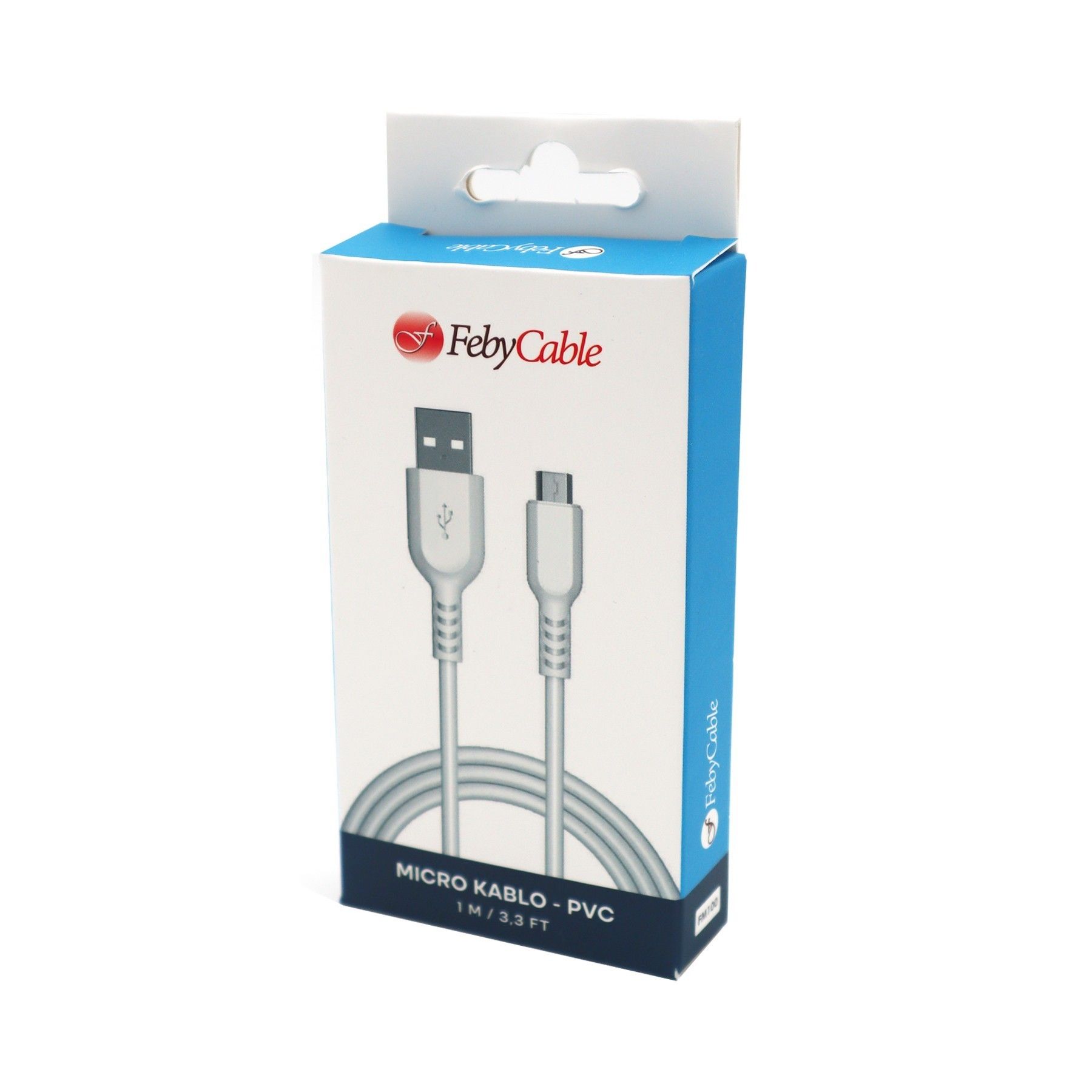 Feby FM100 2A Micro Usb Şarj Kablosu 1m Beyaz