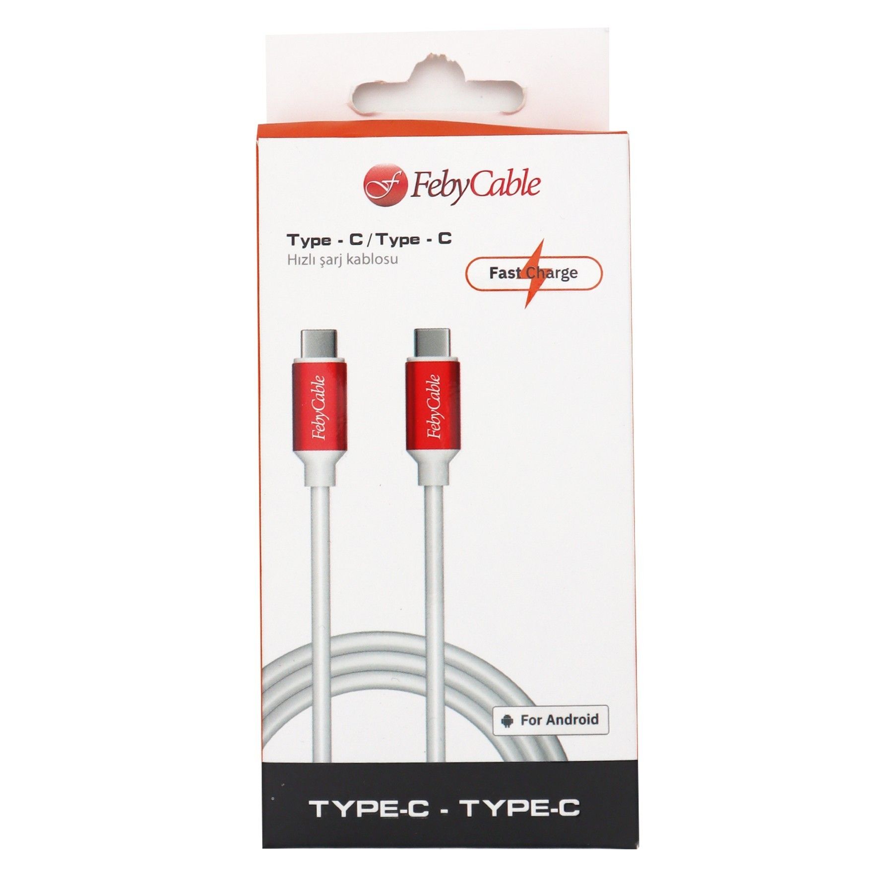 Feby UDT100 3A Type-C/Type-C Şarj Kablosu 1m Beyaz