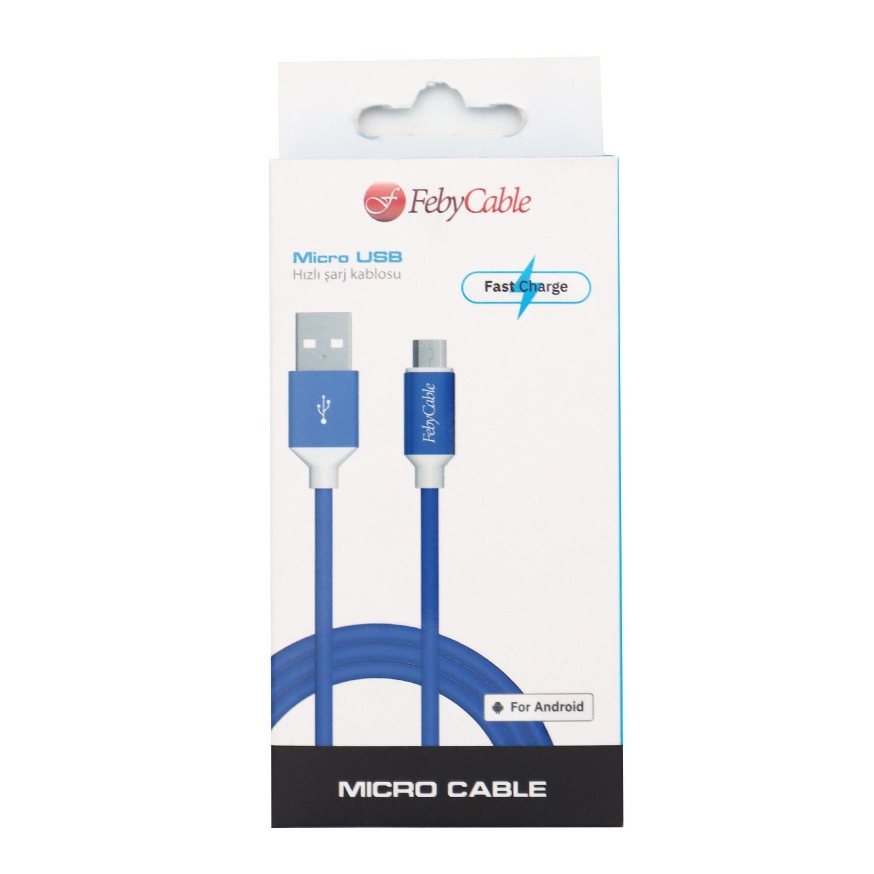 Feby UM100 3A Micro Usb Şarj Kablosu 1m Mavi