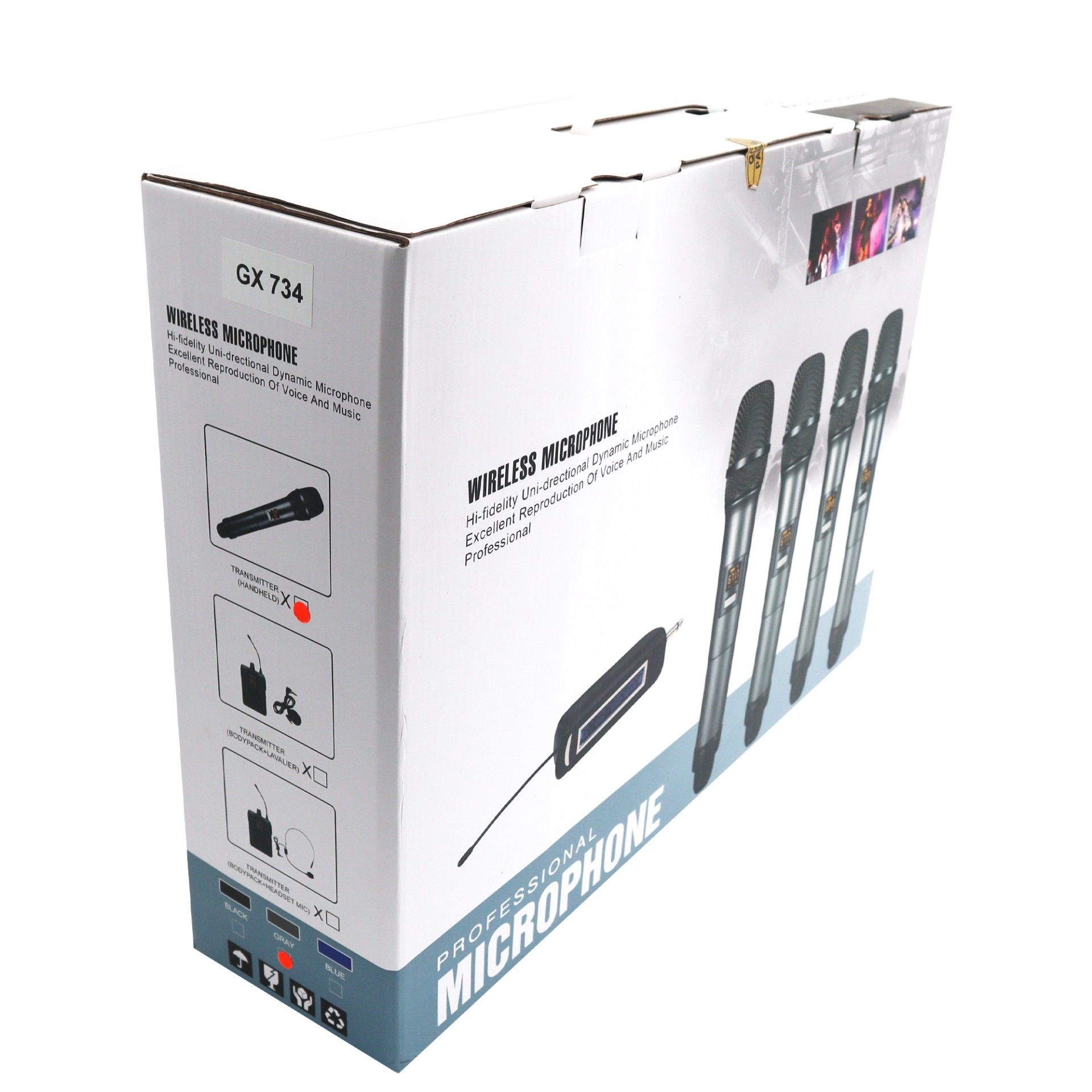 Gold Audio GX-734 4 El Uhf Telsiz Mikrofon Gri