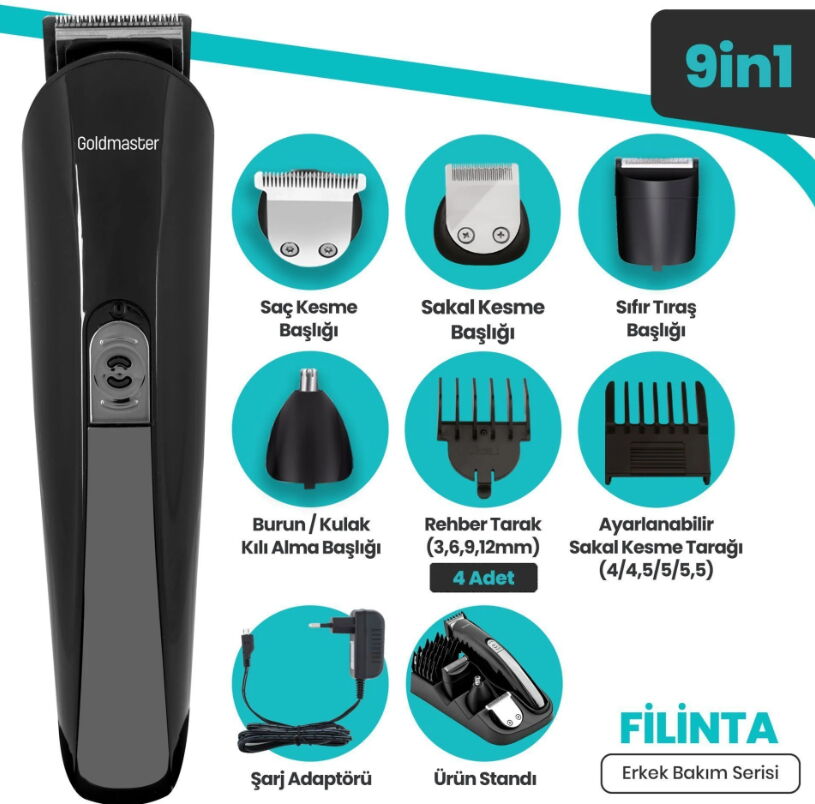 Goldmaster Filinta GM-7171 9in1 Erkek Bakım Seti