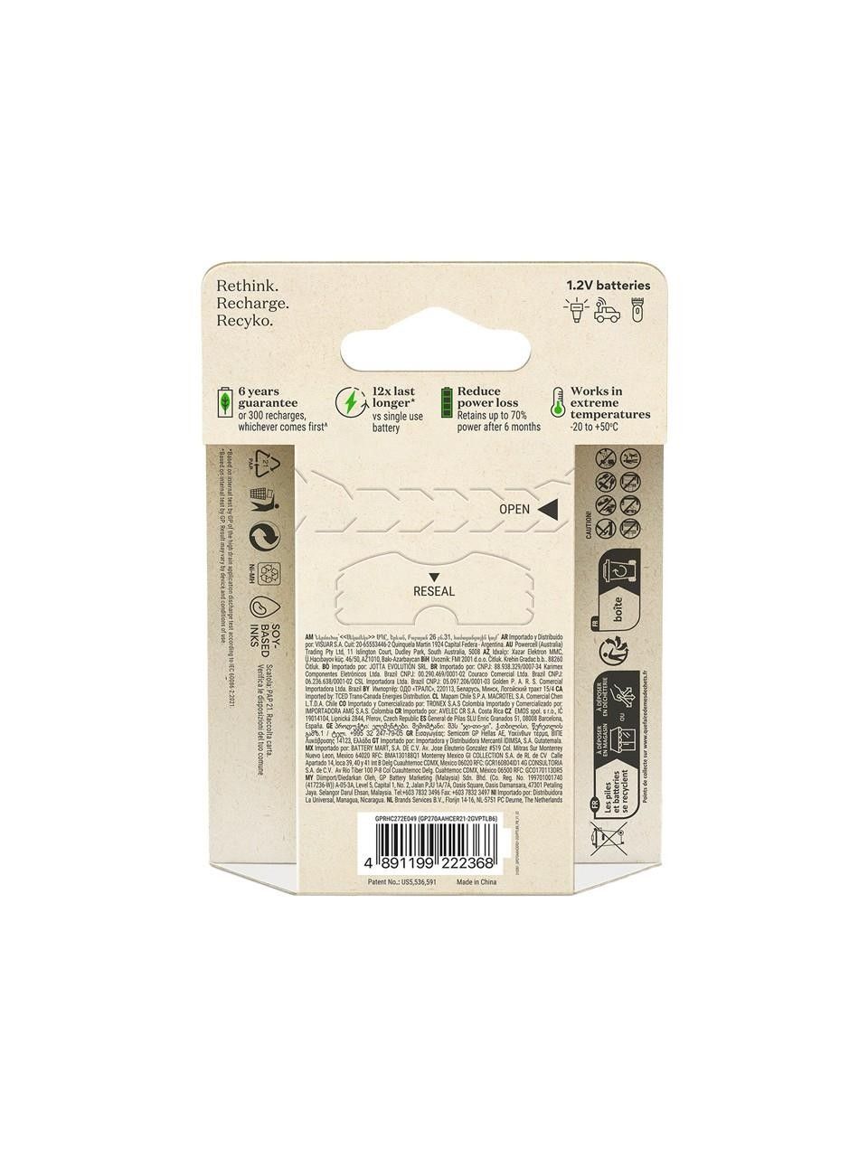 GP 270AAHCE-2EB2 2600mAh AA Şarjlı Pil (2 li)