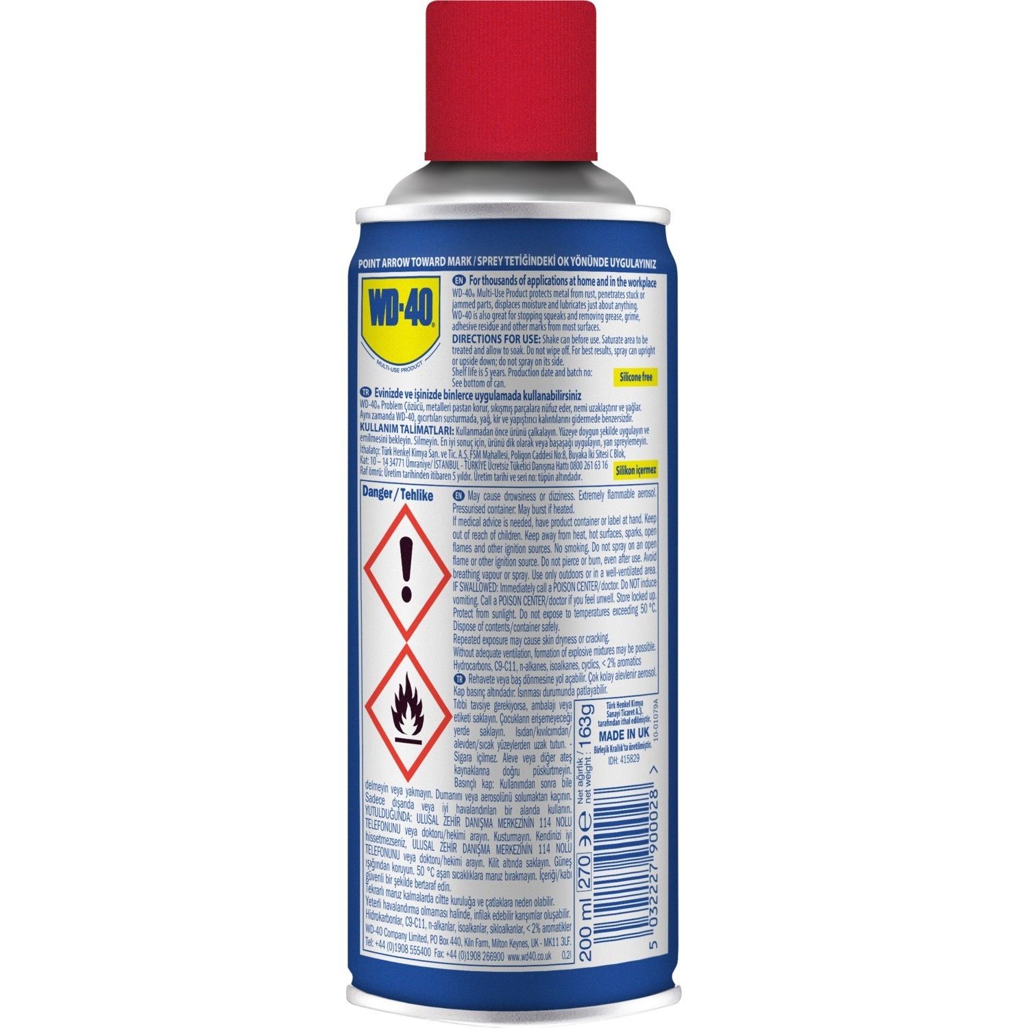 WD-40 Pas Sökücü ve Yağlayıcı Sprey 200ml.